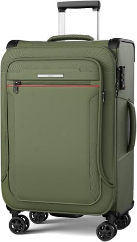 ABISTAB Weichschalenkoffer groß - Stoff Koffer erweiterbar 115 Liter | Leicht Reisekoffer 80x48x30cm | 4 Rollen & TSA Schloss | Koffer Trolley wasserfest | Dunkelgrün