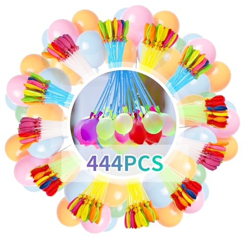 Foydream Bombe a Eau Ballon, 444 Pcs Colourful Ballons D'eau à Fermeture Automatique avec 2 Raccords de Robinet pour Pool Parties Estivales en Plein Air,Plage