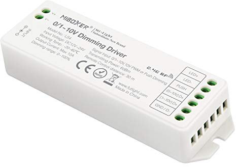 LIGHTEU, Miboxer Supporto di regolazione 0~10 V, 10 V PWM Push Dimming 2.4G Controllo remoto e tramite app DC12V/24V Max 12A LS4
