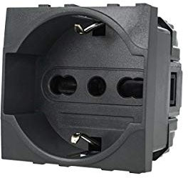 SANDASDON SD81400 Presa Schuko 2P+T 16A Nero Compatibile Con Bticino Living