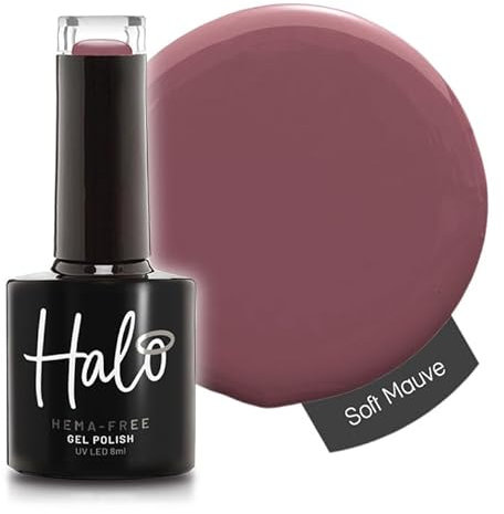 Halo Gel Polish 8ml - Soft Mauve. UV/LED Gel Nail Polish, Long Lasting & Easy To Apply. Nail Art Colours For Manicure & Pedicure. Gel Polish For Professional & Home Use.