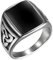 JewelryWe Schmuck Herren-Ring, Irischen Dreiecksknoten Trinity Keltisch Knoten Siegelring Edelstahl Emaille Ringe, Schwarz Silber, Größe 57