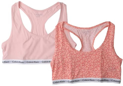 Calvin Klein 2pk Bralette, Soutien-Gorge Fille, Rose (1FlamingoPinkMiniCKS/1Unique 0J0), 152 (Taille Fabricant: 12-14)