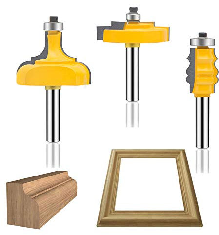 LEATBUY Router Bit Tongue and Groove Set,1/4 Inch Shank Router Bits Sets Complete Picture Frame Making Carbide Tool for Door Table Cabinet Shelve Wall DIY(TL-4)