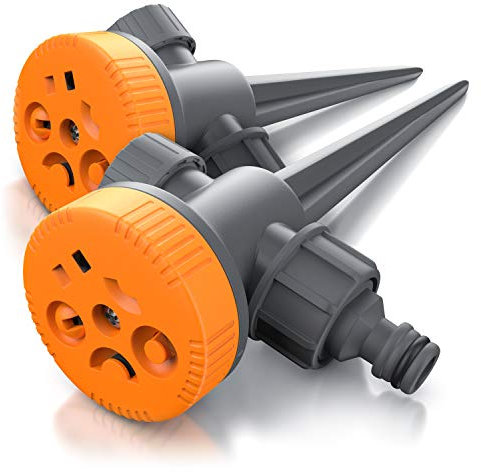 Brandson - Rasensprenger Set -5 Fach Rasensprinkler - Flächenregner Garten Sprinkler - für verschiedene Flächenarten Kreis Halbkreis Viertelkreis Fächer beidseitig Strahl - mit Wählscheibe