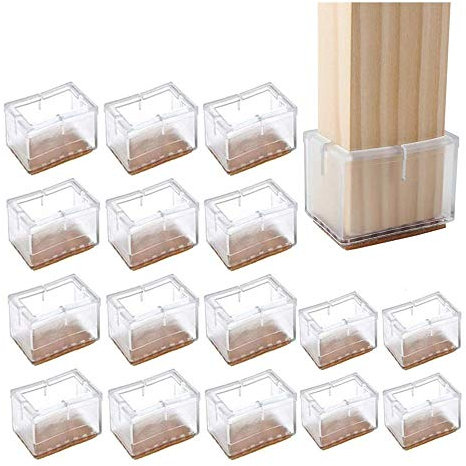 YGMXZL Stuhlbeinkappen Silikon,16 Stück Rechteck Stuhl Bein Caps,Stuhlbein Schutz Öffnungs Caps Möbel Tischabdeckun Holzboden Schützen Set(Länge39-48mm, Breite24-30mm)