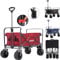 Arebos Bollerwagen faltbar | Handwagen | Faltwagen | Gerätewagen | klappbar | bis 100 kg Tragkraft | Wasser- & schmutzabweisend | Rot