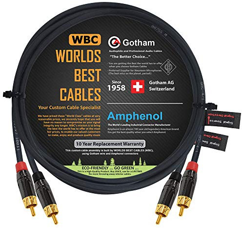 Gotham GAC-4/1 - Coppia di cavi RCA bilanciati da 0,5 m, colore: Nero Star-Quad con corpo Amphenol ACPL cromato nero, connettori RCA placcati in oro, direzionali