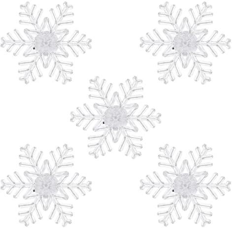 Lurrose 5pcs Snowflake Light, Christmas Indoor Window Light with Suction Cup LED Christmas Sucker Lamp for Home Party Decoration, SA39JY0317GQJV