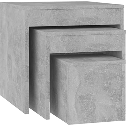 vidaXL Nesting Tables 3 pcs - Versatile and Compact Space-Saving Design - Modern Style Rectangular Tables in Concrete Grey Engineered Wood - Ideal for Living Room or Bedroom