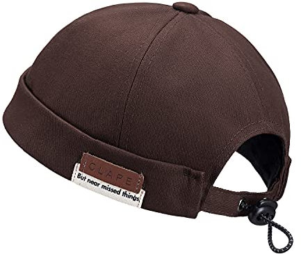 Clakllie Berretto in cotone, regolabile, senza visiera, berretto da marinaio, OG03-Brown, Taglia unica