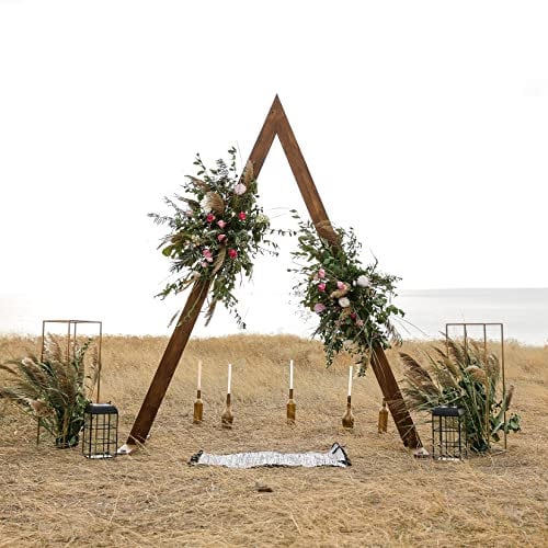 Susire Holz Rosenbogen Hochzeit Traubogen: Holz Dreieckiges Vintage Dekoration Blumenbogen Ballonbogen für Hochzeits Hintergrund Groß Event Party 3.1×1.7m