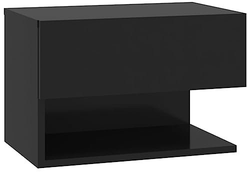 vidaXL Table de Chevet Murale Armoire de Chevet Suspendue Table de Nuit Flottante Armoire de Lit Meuble de Chambre à Coucher Intérieur Noir