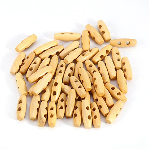 Cyrank Knebelknöpfe, 50Pcs Holzknöpfe, 2 Löcher Knebelknöpfe, Ovale Horn-Knebelknöpfe, Mantellknöpfe, Knöpfe für Strickjacke, Nähknöpfe, Pullover, Knöpfe für DIY-Kleidung, Nähzubehör