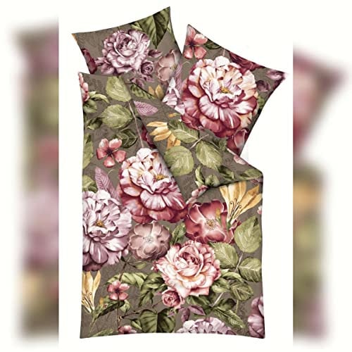 Kaeppel Mako-Satin Bettwäsche Serena Oliv 1 Bettbezug 135 x 200 cm + 1 Kissenbezug 80 x 80 cm