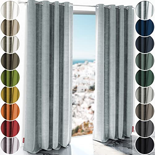 Schuette® Verdunkelungs-Vorhang Gardine mit Ösen ● Millenium Velvet: Koala Shade (Grau) ● 150x135 cm Höhe x Breite (1 Stück) ● Knitterfrei Pflegeleicht Thermo Blickdicht & stark Abdunkelnd