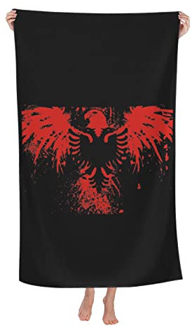 Strandtuch Albanische Flagge Schnell Trocknend Mikrofaser Handtuch Tragbares Stranddecke Für Wandern Pool Sauna 80X130Cm