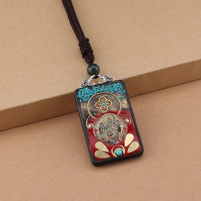 HXSCOO Handgemachte Nepal Halskette Buddhistische Mala Holzperlen Auto Anhänger& Ornaments Schlüsselanhänger Ethnischer Geometrischer Langstrang-Statement-Schmuck (Color : Style12)