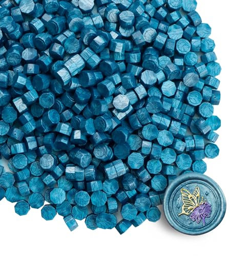 Tomgenrine Premium Siegelwachs-Perlen - 520 Stück in Tiefhimmelblau für Briefe, Grußkarten, Weinflaschen & Bastelarbeiten | Hochwertige Qualität für Hochzeitseinladungen, Party-Deko & DIY-Projekte
