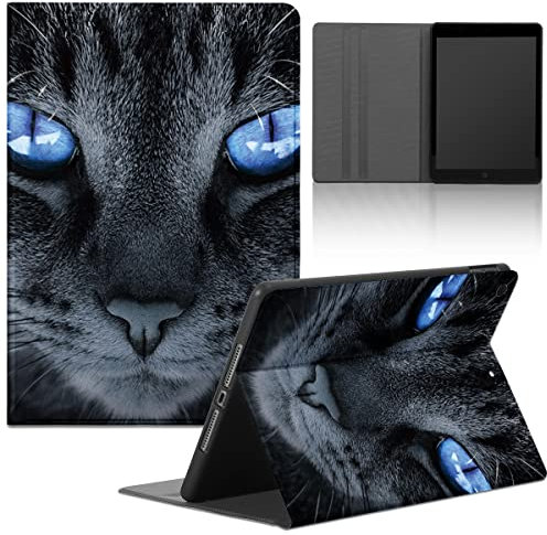 Pnakqil Tablet Hülle für Fire HD 10 2017/2019 10.1 Zoll ablette Ultra Dünn Flip Schutzhülle Rücken Schwarz Weiches TPU PU Leder mit Standfunktion Stoßfest Multi-Winkel Verstellbar -Katze-2