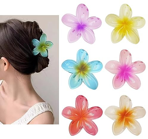 SIVLKI 6 Stück Haarklammer Blume, Niedliche Acryl Haarklammern für Damen, Flower Hair Clip für Dickes Haar, Claw Clip Kann Als Geschenk für Mädchen Verwendet Werden