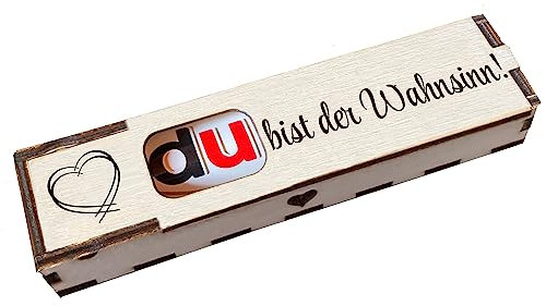 Duplo Holzbox mit Schokoriegel Geschenkbox mit Gravur Spruch Du bist der Wahnsinn! Geschenkidee