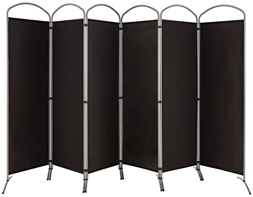 COSTWAY 331 x 188cm Raumteiler Trennwand, Paravent klappbar und abnehmbar, Sichtschutz 6 teilig, Room Divider Innen, aus Stoff, für mehr Privatsphäre und Flexibilität (Braun)