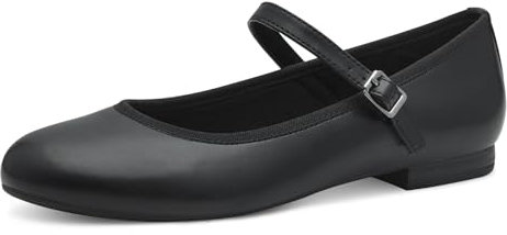 MARCO TOZZI Damen Ballerinas mit Riemchen Vegan, Schwarz (Black Nappa), 39 EU