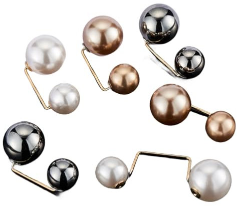 LJFEA Broche de Perlas de imitación Dobles para Mujer, 12 Piezas, Cuello cárdigan, Bufanda, Clip, Pinzas para la Ropa, Accesorios de Ropa, Joyas para Regalos Mujeres niñas, Metal