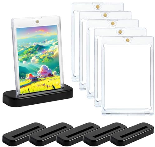 Rainmae Lot de 6 porte-cartes magnétiques 35PT - Protection UV - Transparent - Avec 6 supports pour cartes - Pour collection de cartes Pokémon, Magic, Yugioh, cartes de sport