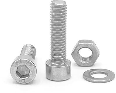 NOLDAR | Viti a testa cilindrica con esagono incassato. Acciaio inossidabile (AISI 304). Include 20 viti con 20 dadi e 20 rondelle (60 pezzi). Viti inox con filettatura completa. (Misura M8 x 16 mm)