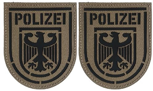 2 Stück Polizei Aufnäher Patches Klett Taktische Deutscher Adler IR Infrarot Reflektierende Abzeichen Applikationen für Hüte Rucksack Jacken Kleidung Uniform Weste
