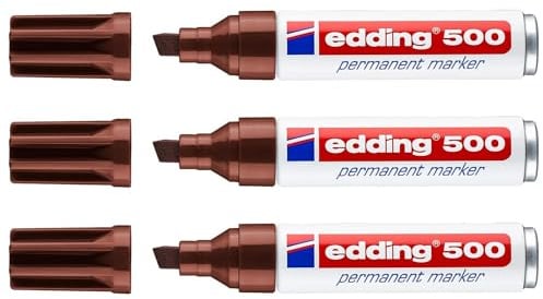 EDDING Permanent Marker 500, Braun, abgeschrägte Spitze, 2-7 mm, 3 Stück