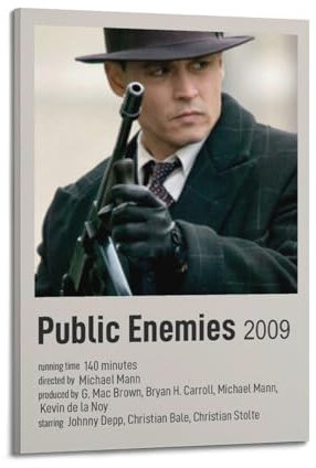 greb Filmposter Public Enemies, Raumdekoration, ästhetisches Poster, künstlerisches Poster für Schlafzimmer, Wohnzimmer, Wände, 50 x 75 cm, Rahmenstil