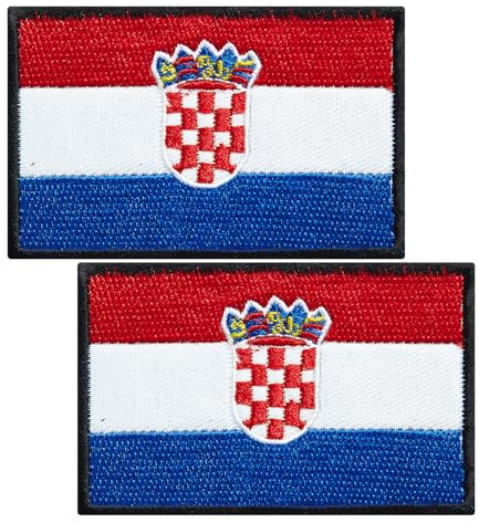 SoKoot Aufnäher mit kroatischen Flaggen, Militär, taktischer Aufnäher, Kroatien-Flaggen, bestickt, 2 Stück