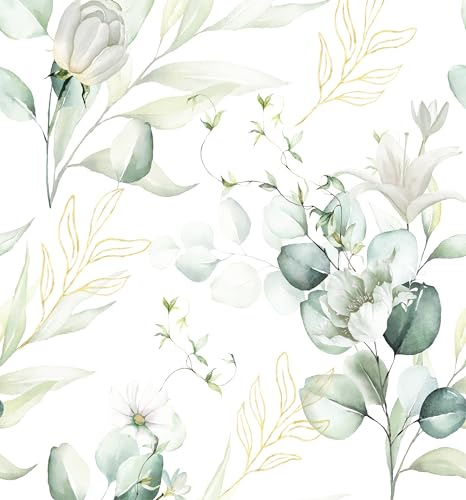 myforHD Papier Peint Auto-adhésif Fleuri Feuilles 44cmX1000cm Vintage Autocollant Amovible PVC Vinyle Film Imperméable Meuble Decoratif Salon Salle de Bain Chambre Armoire