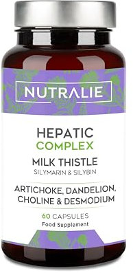 Cardo Mariano Hepatic Complex - 2092mg - Alcachofa + Diente León Detox Hígado - Desmodium + Colina - Milk Thistle 80% Silimarina 30% Silibina - Liver Detox - 60 Cápsulas Veganas - Nutralie