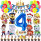 Patrol Geburtstag Deko 4 Jahre, Paw Luftballon Kindergeburtstag Jungen Mädchen, Cartoon Dog Ballons Set, Hund Dog Patrol Blau Luftballon 4 Geburtstag, Tortendeko für 4 Jahre Kindergeburtstag Partydeko