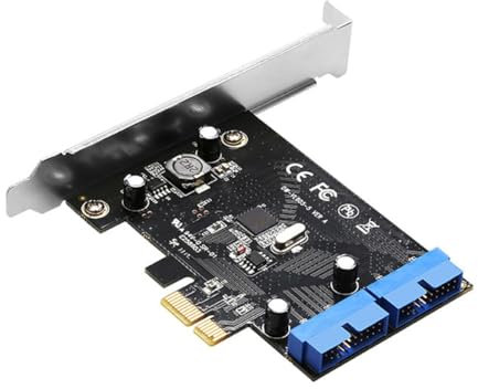 Wdesrgt PCI Express USB 3.0 19 Pin Expansion Card PCIE 1X to 2 Ports USB 3 19 Pin Adapter Internal USB3 20Pin Hub Header Easy Install Easy to Use