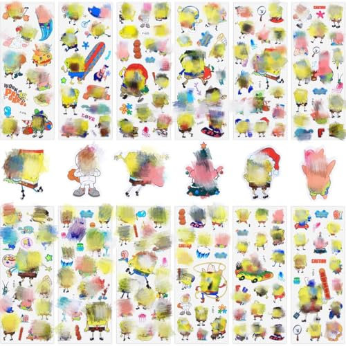 Cartoon 3D Aufkleber für Kinder,12 Blätter 100+ Verschiedene 3D Stickers Geschwollene,Sticker für Skateboard Laptop Koffer Motorrad Auto Fahrrad Computer,Geschenk für Kinder Jugendliche Erwachsene