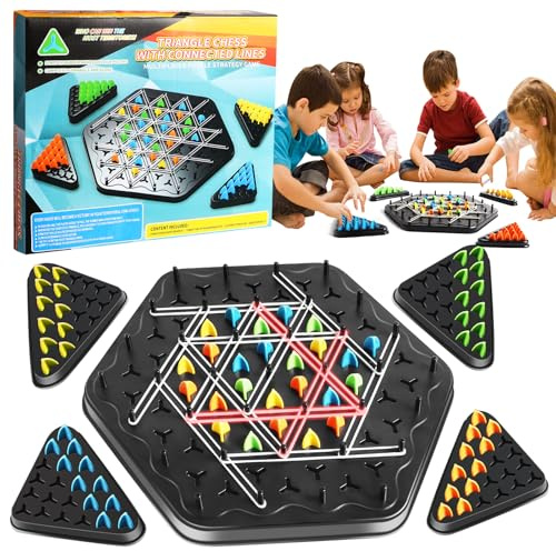 Triggle Game, Triggles Spiel, Triggle Brettspiel, Spiel Mit Gummibändern Dreieck, Klassisches Kettendreieck Schachspiel für Desktops, Partyspiel für Kinder und Erwachsene für 2–4 Personen