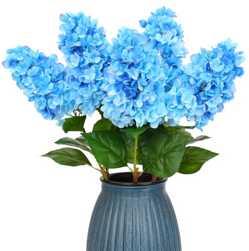 JUSTOYOU Fiori di ortensia artificiali, 3 pezzi, fiori di ortensia realistici a stelo lungo singolo, 75 cm, grande al tatto, bouquet di ortensie finte per matrimoni, casa, feste in giardino (ortensia