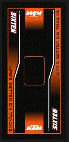 Tapis Moto SIXTEN pour KTM 95x200 - Tapis Environnemental Moto - pour Les Paddocks et Le Garage - Lavable et Ecologique - Idéal Cadeau Moto
