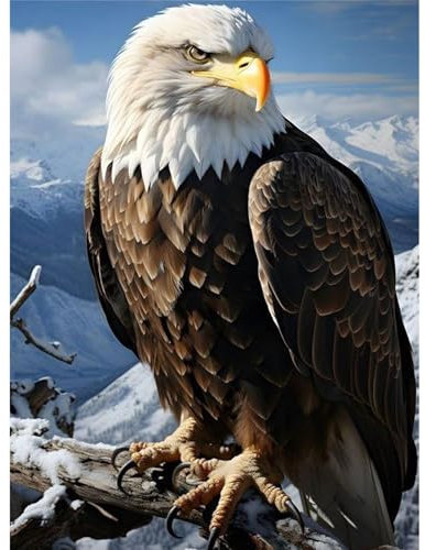 feelive Adler Diamant Painting Bilder für Erwachsene, DIY Diamond Painting Kits für Adler, Bausätze für Diamantmalerei 5D Runde Steine Diamant Painting für Zuhause Dekor 30x40cm