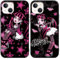 Yimctoie 2 Stück Schwarz Handyhülle für iPhone 14/iPhone 13 6,1,Cute Monster Anime Cool Mädchen Aesthetic Karikatur Stern Schläger Muster Case,Schutzhülle Silikon Hülle TPU Stoßfeste Cover