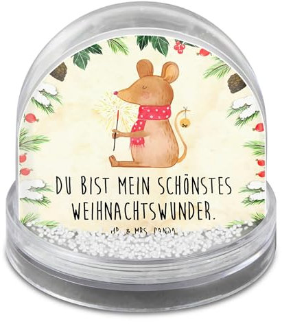 Mr. & Mrs. Panda Weihnachtskugel Maus Weihnachten - Geschenk, Weihnachtsgruß, Schüttelkugel, Weihnachts Schneekugel, Frohe, Weihnachtsmotiv, Mäuschen