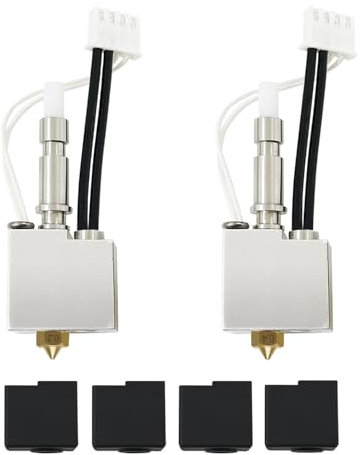HzdaDeve 2-Pack Hotend für Kobra S1 Combo 0.2MM 0.4MM Druckkopf Extruder Kit Hot End Heizblock Heizstab Thermistor Messing Düse mit Extra 2-Pack Silikon Abdeckung für Anycubic Kobra S1