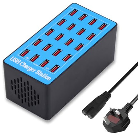 USB Charger Station, 100W/20A Desktop Charging Station, 20 Ports Multi-Function Charger, USB Charging Hub, Suitable for Samsung/iPhone/iPad/Google Pixel/Tables and Other Electronics
