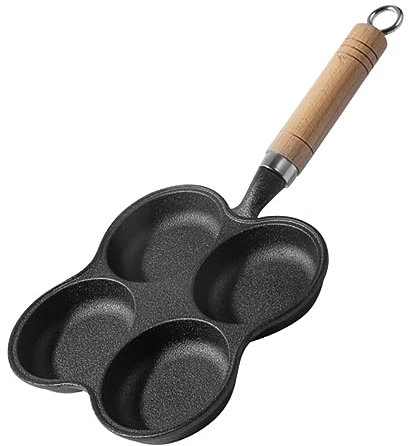 Alipis Egg Frying Pan Thick Cast Iron Mold Non-Stick Omelette Skillet for Breakfast Cooking Four-Hole Fried Egg and Pancake Pan Suitable for Induction and Gas Stoves