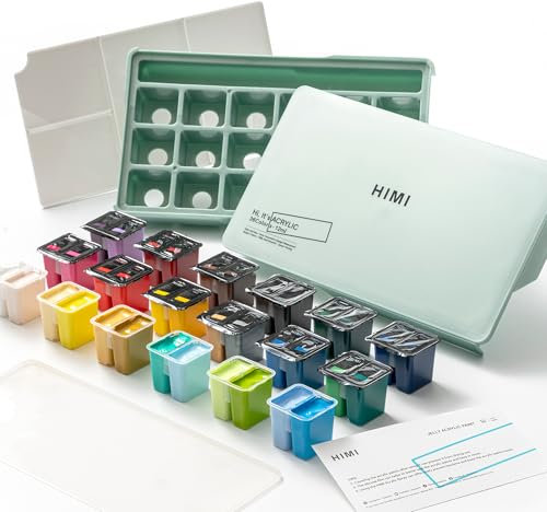 HIMI Twin Cup Jelly Acrylic Paint Set, 36 Colors 12g, High Viscosity Water Based Paint, Art supplies for Painting Canvas,Rock Ceramic Wood Painting & DIY Projects (36 Color)